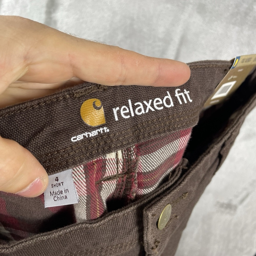 BUNDLE 2 PAIRS NWT Carhartt Fulton Pant Womens 4 Short Flannel Lined Canvas - Picture 5 of 15